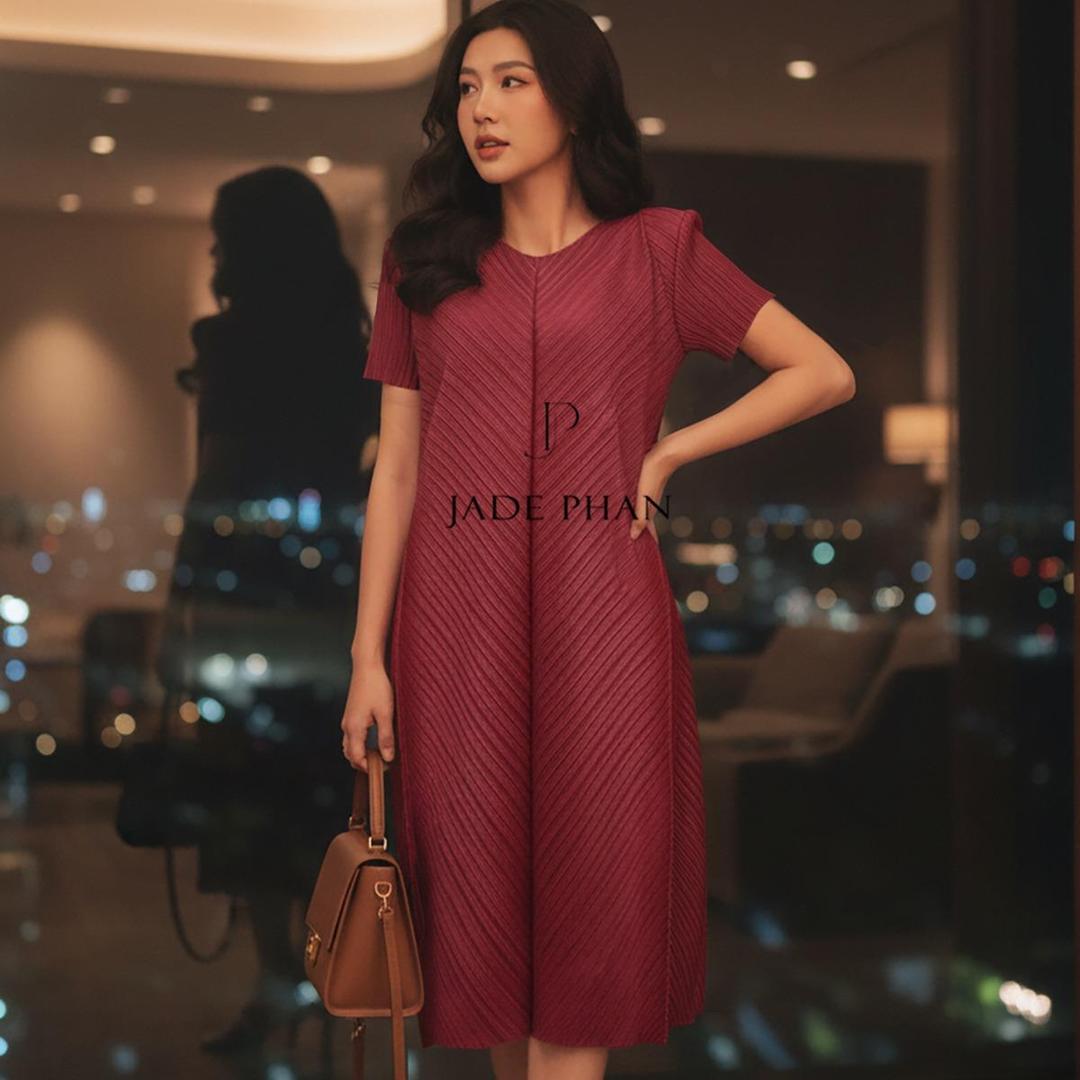 Váy Clarie dập ly cao cấp JADEPHAN nhiều màu thanh lịch — ảnh 7