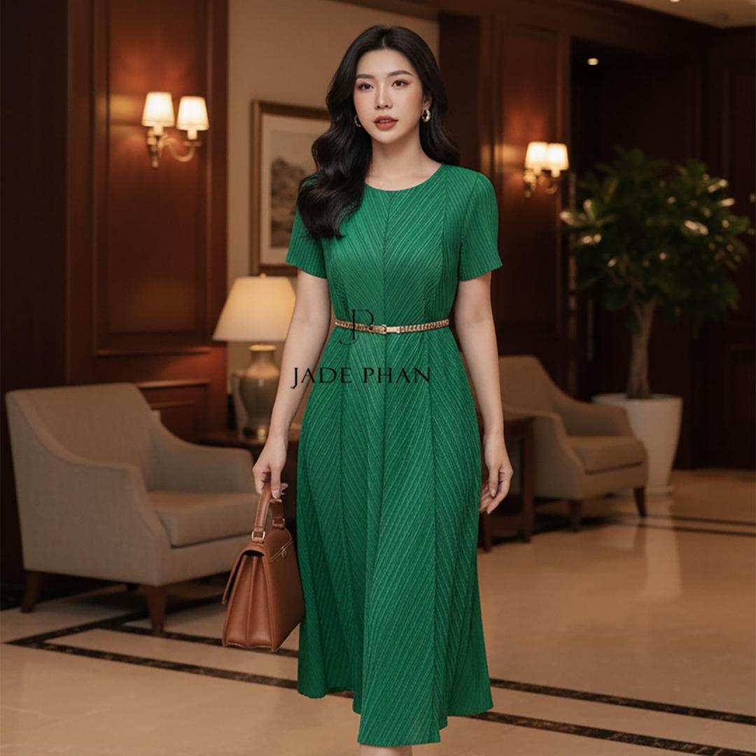 Váy Clarie dập ly cao cấp JADEPHAN nhiều màu thanh lịch — ảnh 17