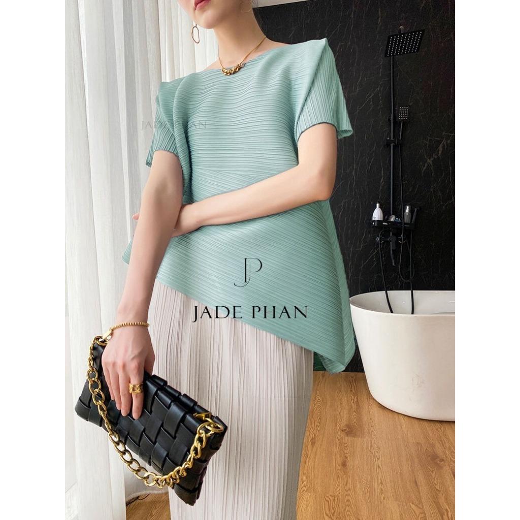 Set gồm áo và chân váy [𝐉𝐀𝐃𝐄 𝐏𝐇𝐀𝐍] áo xếp ly tà chéo và chân váy ống suông xẻ cạnh bắp chân dập ly cao cấp Katle Audora