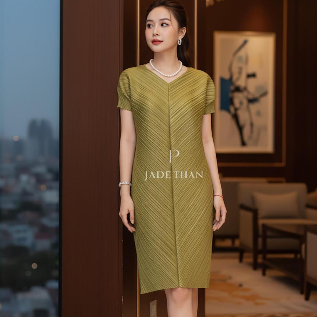 Váy Boise dập ly cao cấp JADEPHAN xếp ly lò xo — ảnh 23