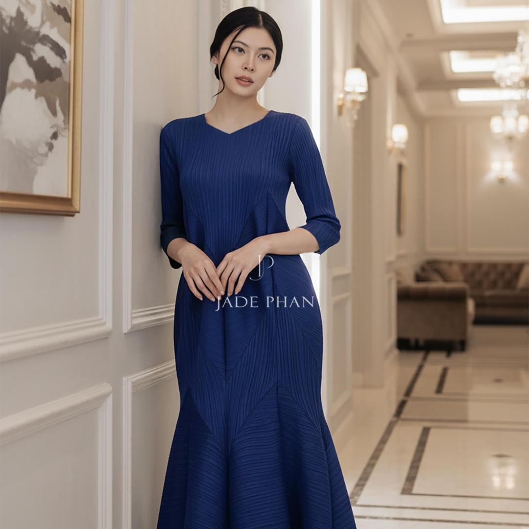Váy Doris dập ly cao cấp JADEPHAN xếp ly lò xo nhiều màu — ảnh 31