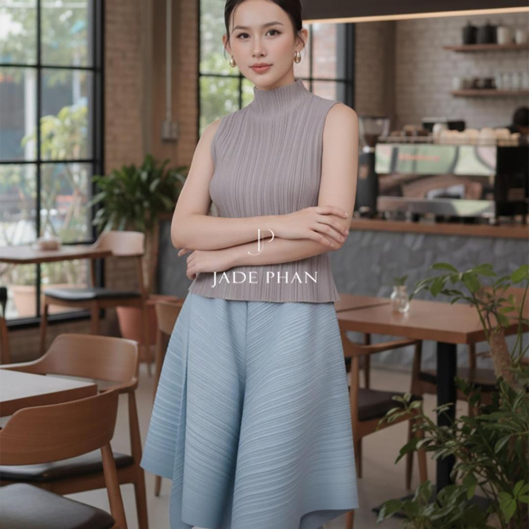 Set gồm áo và chân váy, bộ áo và chân váy xếp ly nữ cao cấp nhiều màu Onni Emma — ảnh 6