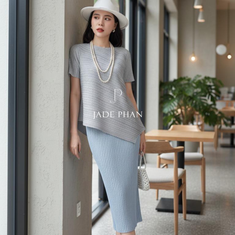 Set gồm áo và chân váymix màu, bộ áo và chân váy midi nữ thanh lịch nhiều màu Jennie Holly — ảnh 12