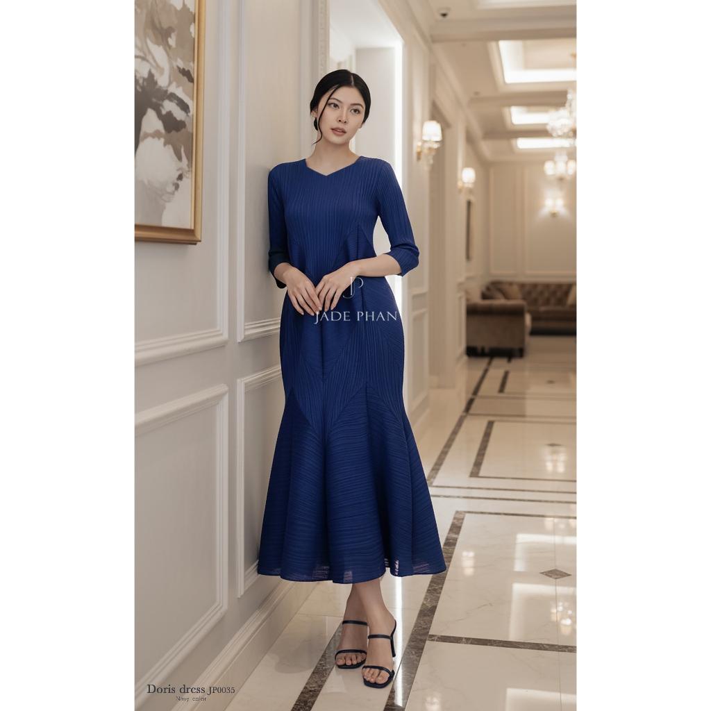Váy Doris dập ly cao cấp JADEPHAN xếp ly lò xo nhiều màu — ảnh 15