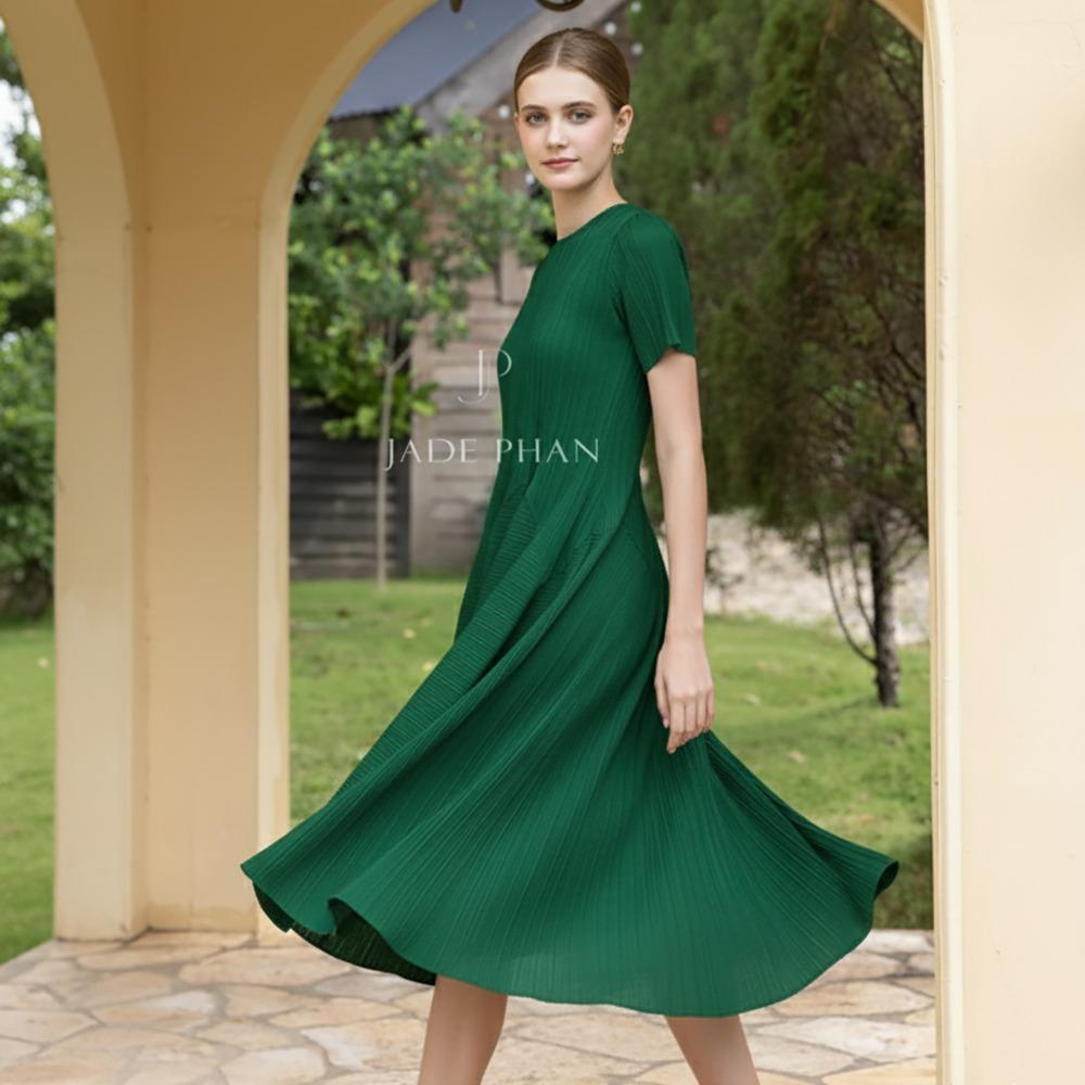 Váy Alice dập ly cao cấp JADEPHAN xếp ly lò xo thanh lịch — ảnh 28