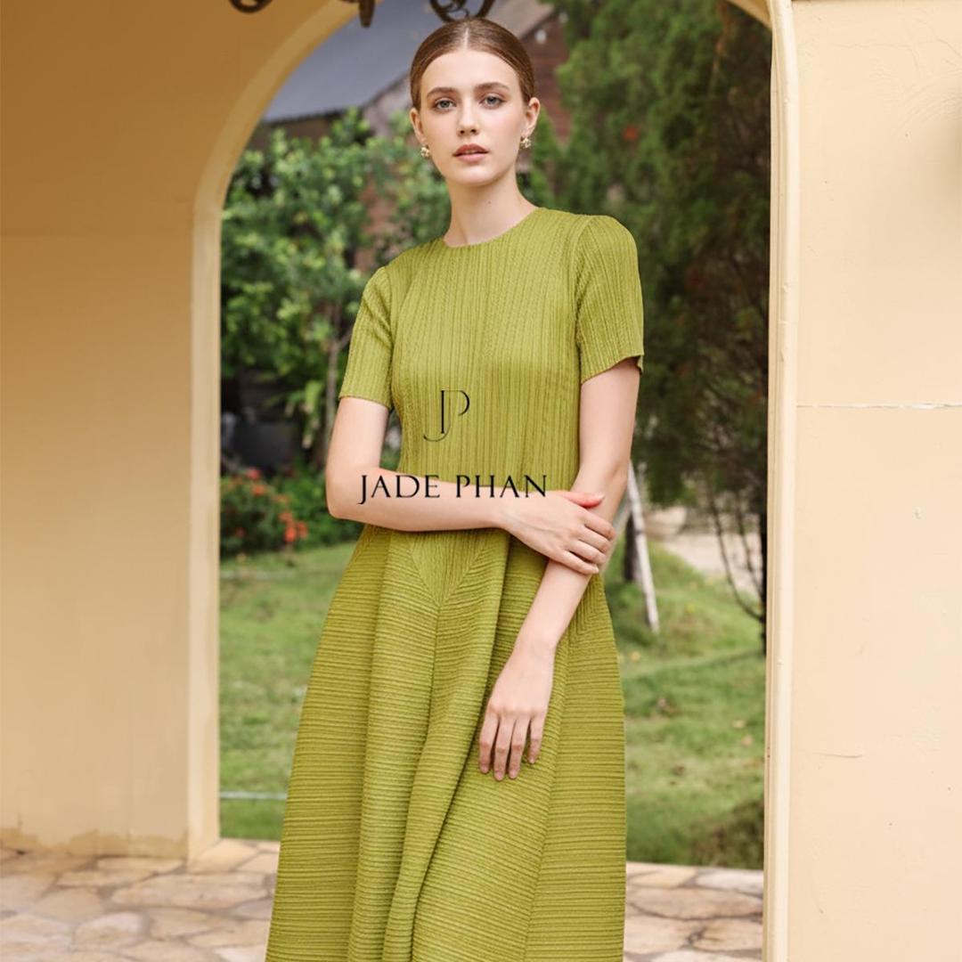 Váy Alice dập ly cao cấp JADEPHAN xếp ly lò xo thanh lịch — ảnh 24