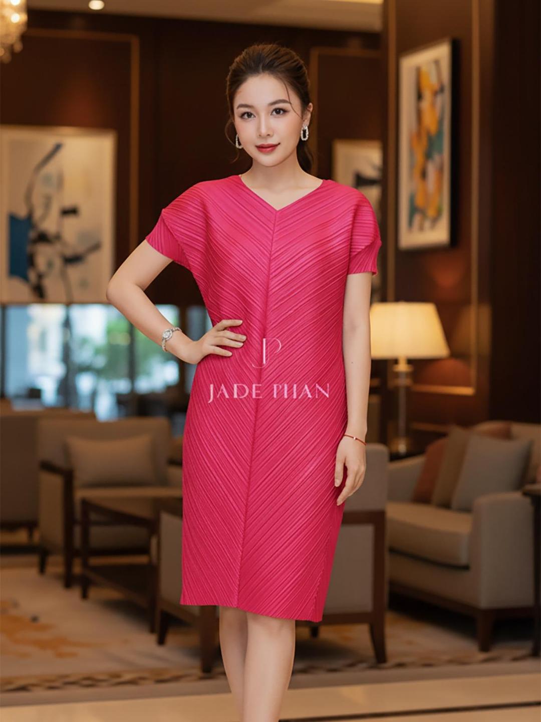 Váy Boise dập ly cao cấp JADEPHAN xếp ly lò xo — ảnh 4
