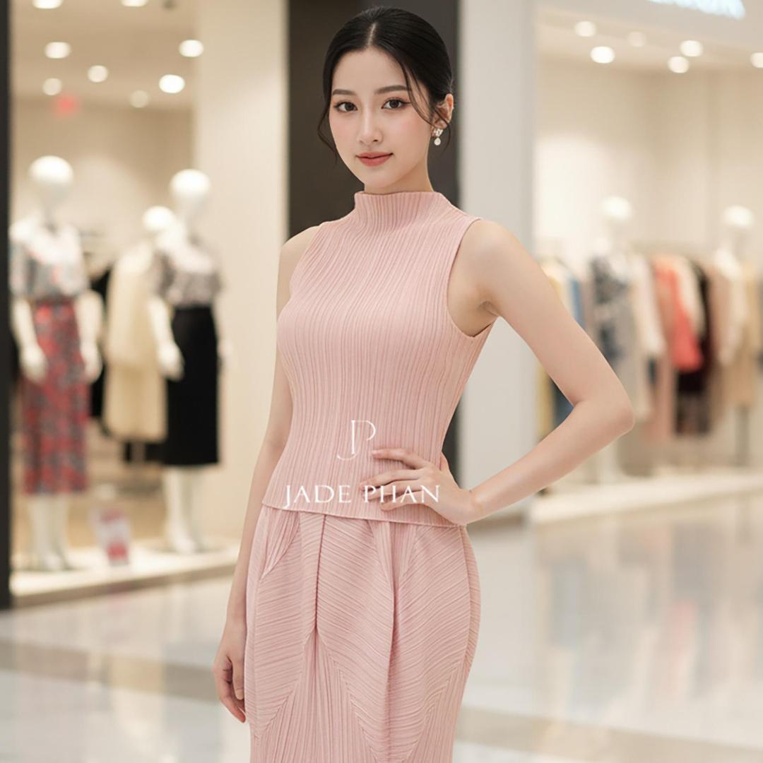 Set gồm áo và chân váy, bộ áo và chân váy xếp ly thanh lịch nhiều màu Onni Emily