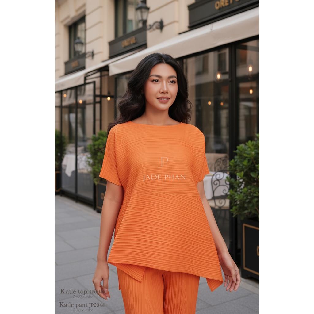 Set gồm áo và quầnxếp ly nữ cao cấp, áo tay ngắn vạt chéo và quần ống suông thanh lịch Katle[ + ] — ảnh 11