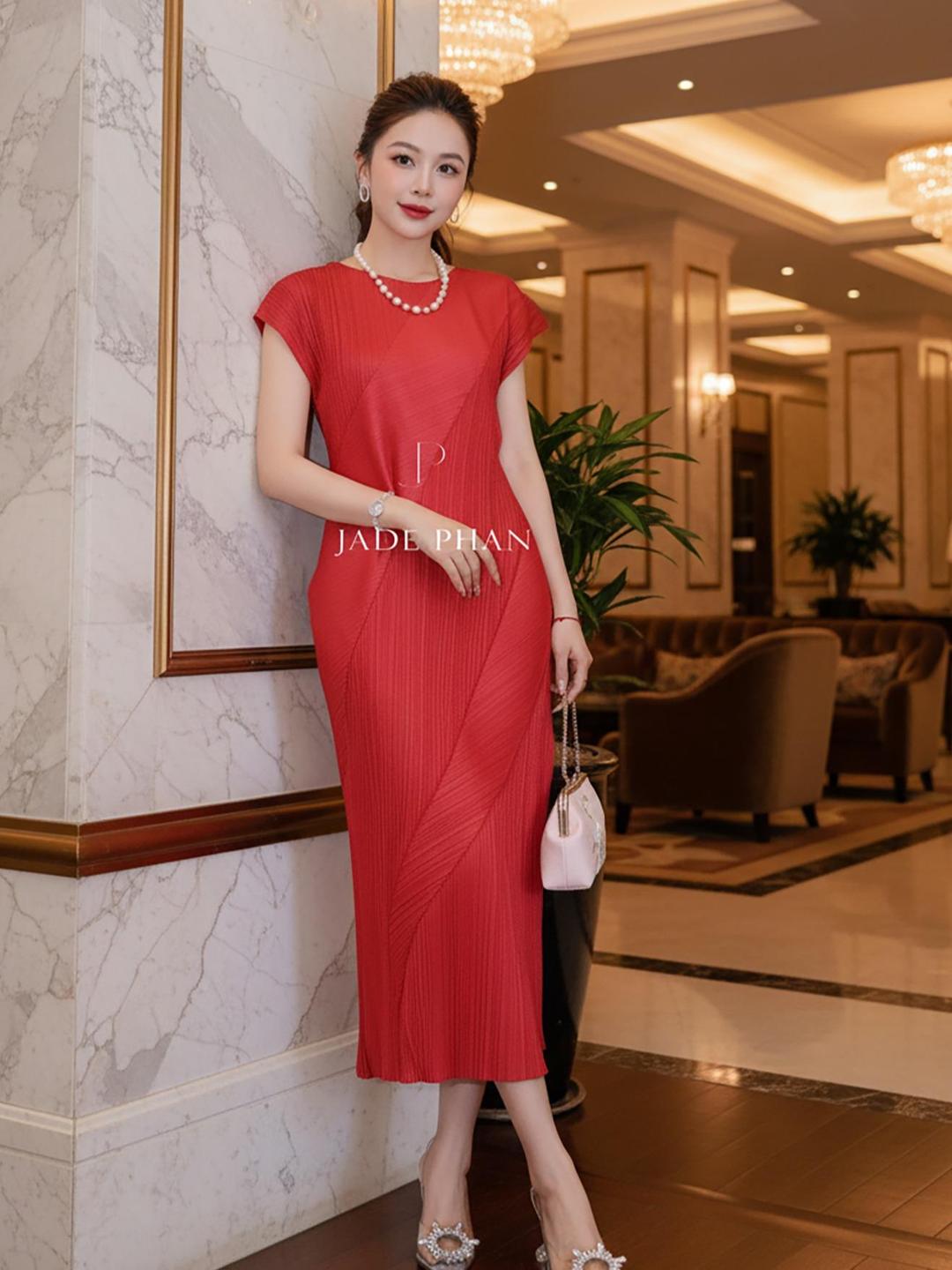 Váy Louisa dập ly cao cấp JADEPHAN freesize nhiều màu — ảnh 3