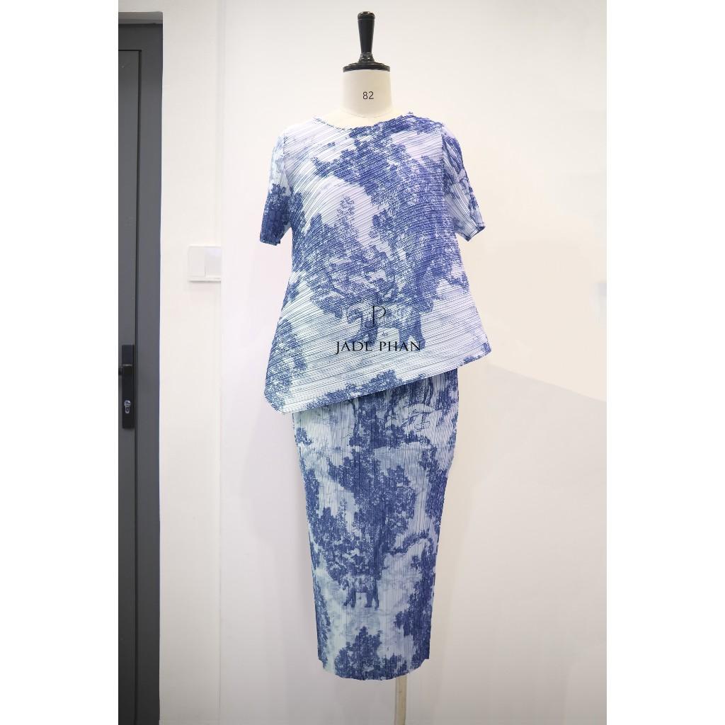 Set gồm áo và chân váy, bộ đồ xếp ly thanh lịch nhiều màu Họa tiết phong cảnh Jennie & Holly[ + ] — ảnh 3