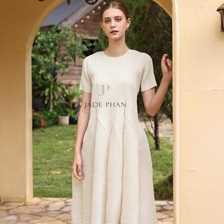 Váy Alice dập ly cao cấp JADEPHAN xếp ly lò xo thanh lịch — ảnh 12