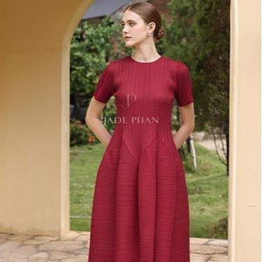 Váy Alice dập ly cao cấp JADEPHAN xếp ly lò xo thanh lịch — ảnh 4