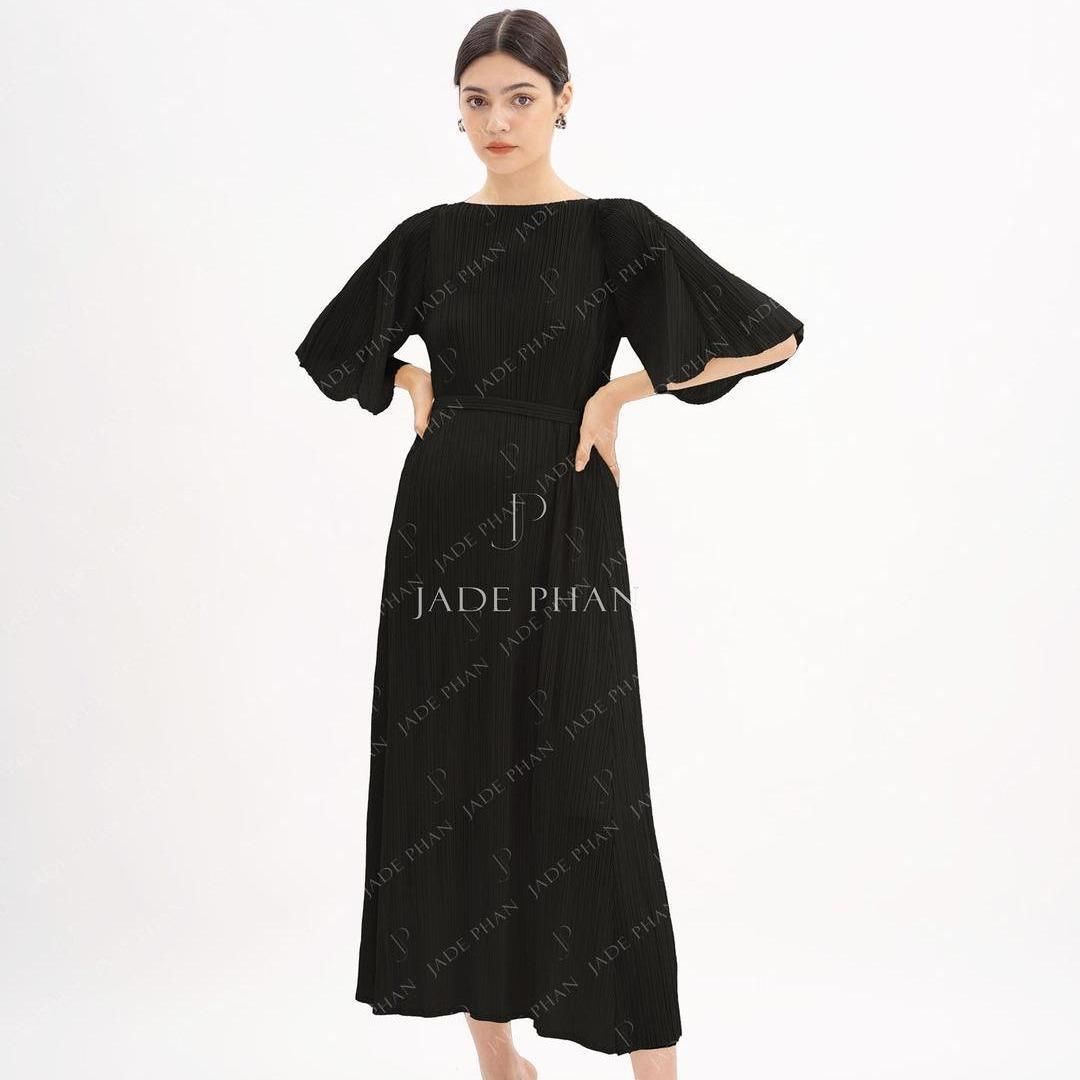 Váy Charisse dập ly cao cấp JADEPHAN xếp ly lò xo — ảnh 5