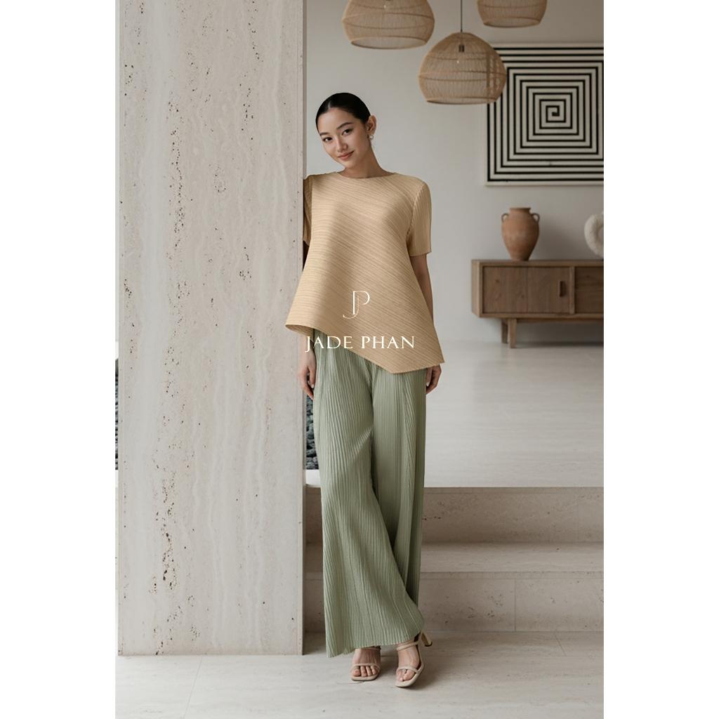 Set gồm áo và quầnmix màu, bộ quần áo xếp ly chuẩn form thanh lịch Jennie Gerda