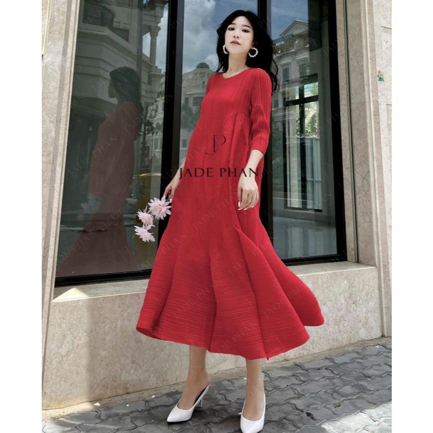 Váy Doris dập ly cao cấp JADEPHAN xếp ly lò xo nhiều màu — ảnh 9