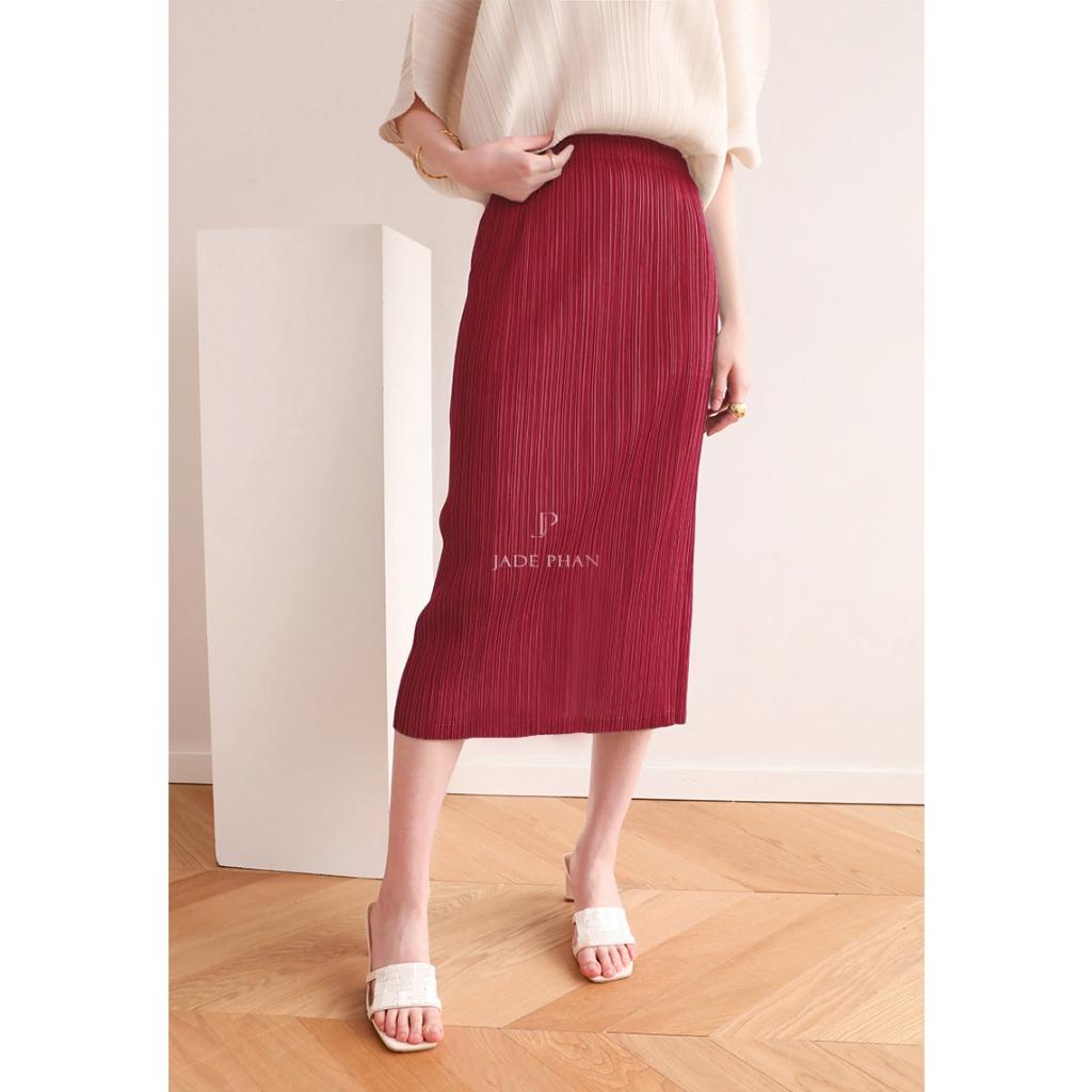 Chân váy Holly XẺ SAU xếp ly, chân váy midi nữ dập ly cao cấp không nhăn nhiều màu 76cm 86cm — ảnh 20