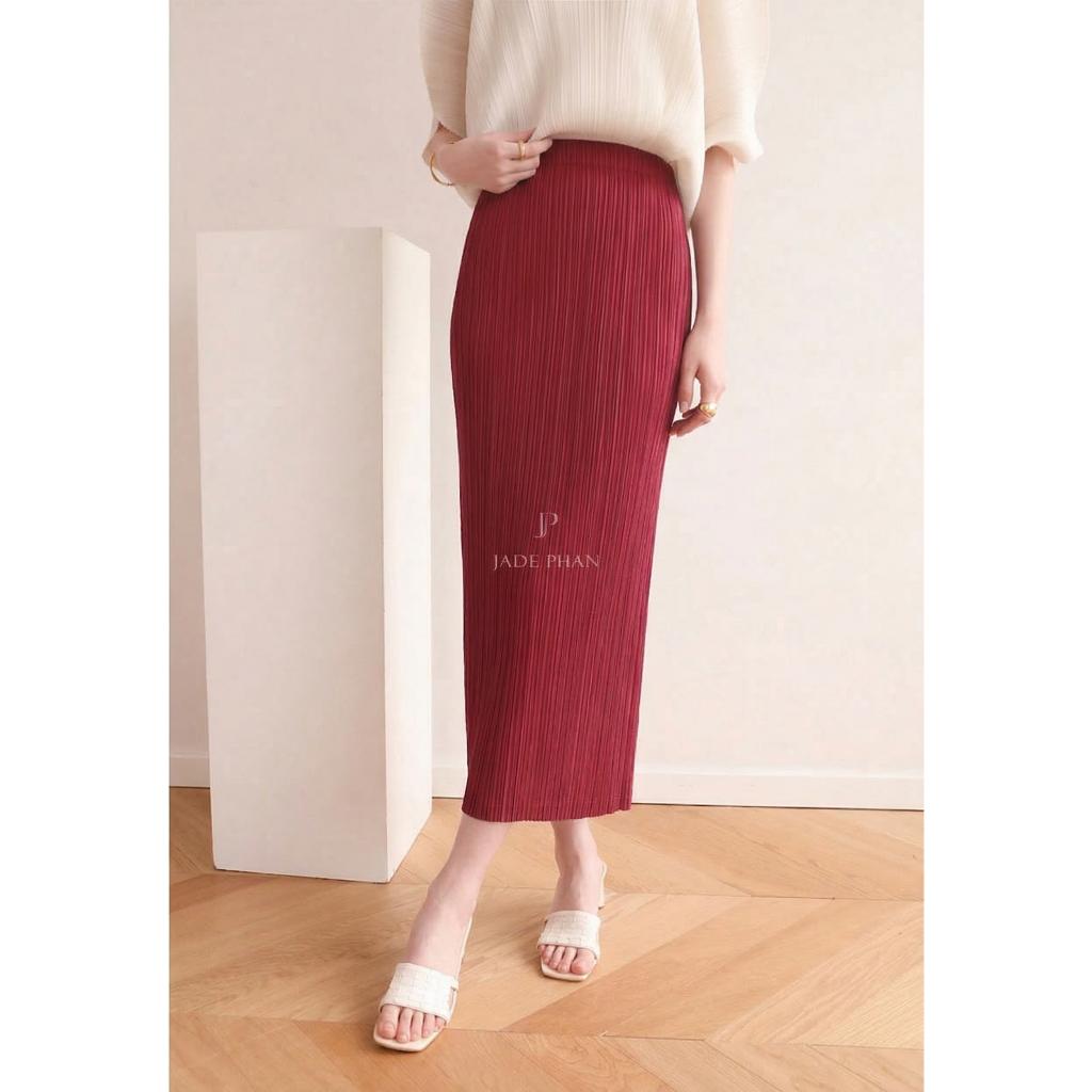 Chân váy Holly XẺ SAU xếp ly, chân váy midi nữ dập ly cao cấp không nhăn nhiều màu 76cm 86cm — ảnh 21