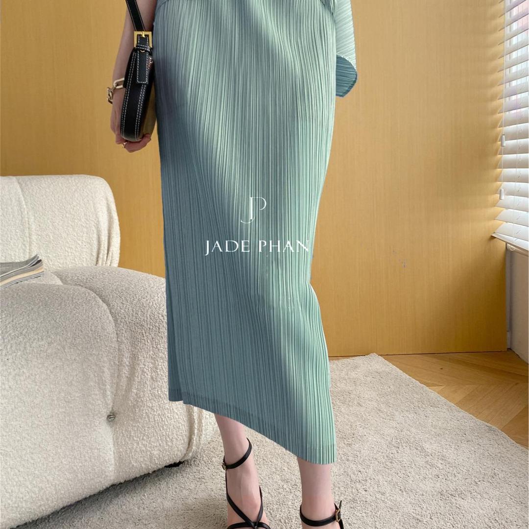 Chân váy Holly XẺ SAU xếp ly, dáng ngắn và dài, chân váy midi nữ dập ly cao cấp không nhăn nhiều màu 76cm 86cm — ảnh 15