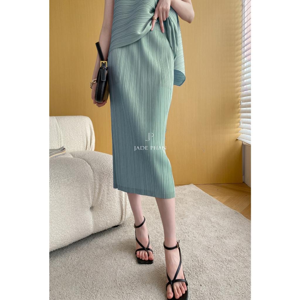 Chân váy Holly XẺ SAU xếp ly, chân váy midi nữ dập ly cao cấp không nhăn nhiều màu 76cm 86cm — ảnh 32