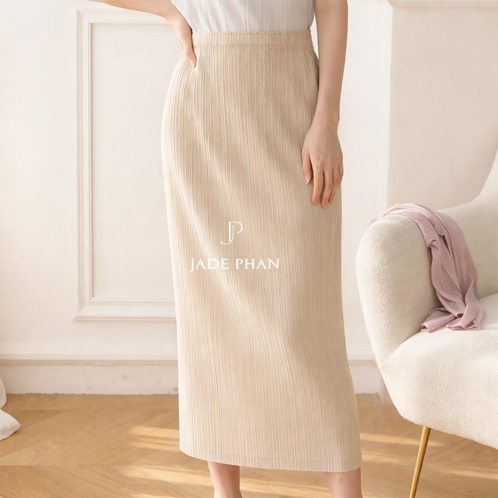 Chân váy Holly XẺ SAU xếp ly, chân váy midi nữ dập ly cao cấp không nhăn nhiều màu 76cm 86cm — ảnh 31
