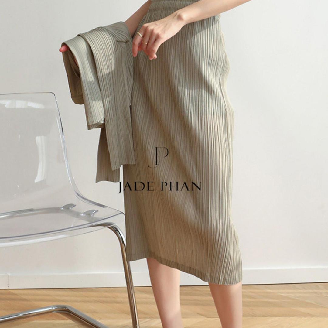Chân váy Audora XẺ CẠNH xếp ly nữ ống suông, chân váy midi nữ dập ly cao cấp không nhăn nhiều màu 76cm — ảnh 32