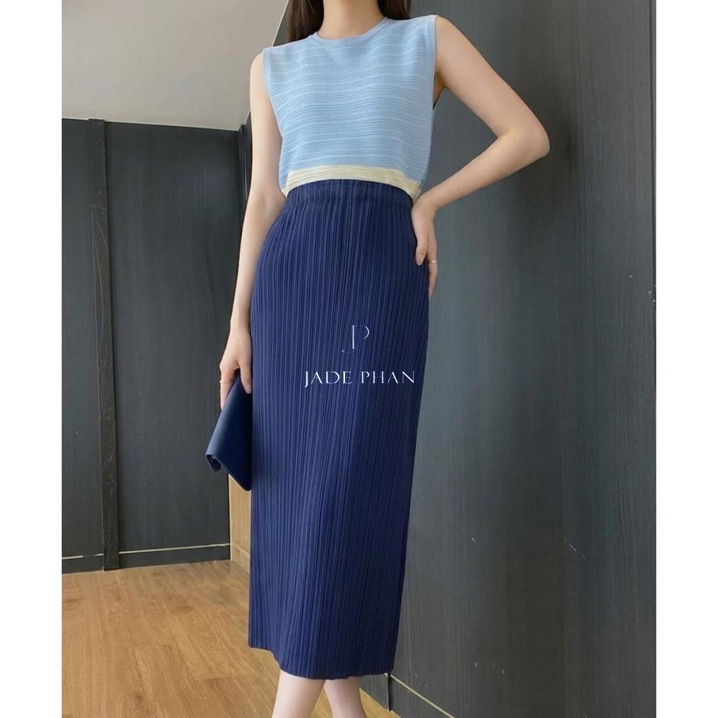 Chân váy Holly XẺ SAU xếp ly, chân váy midi nữ dập ly cao cấp không nhăn nhiều màu 76cm 86cm — ảnh 35