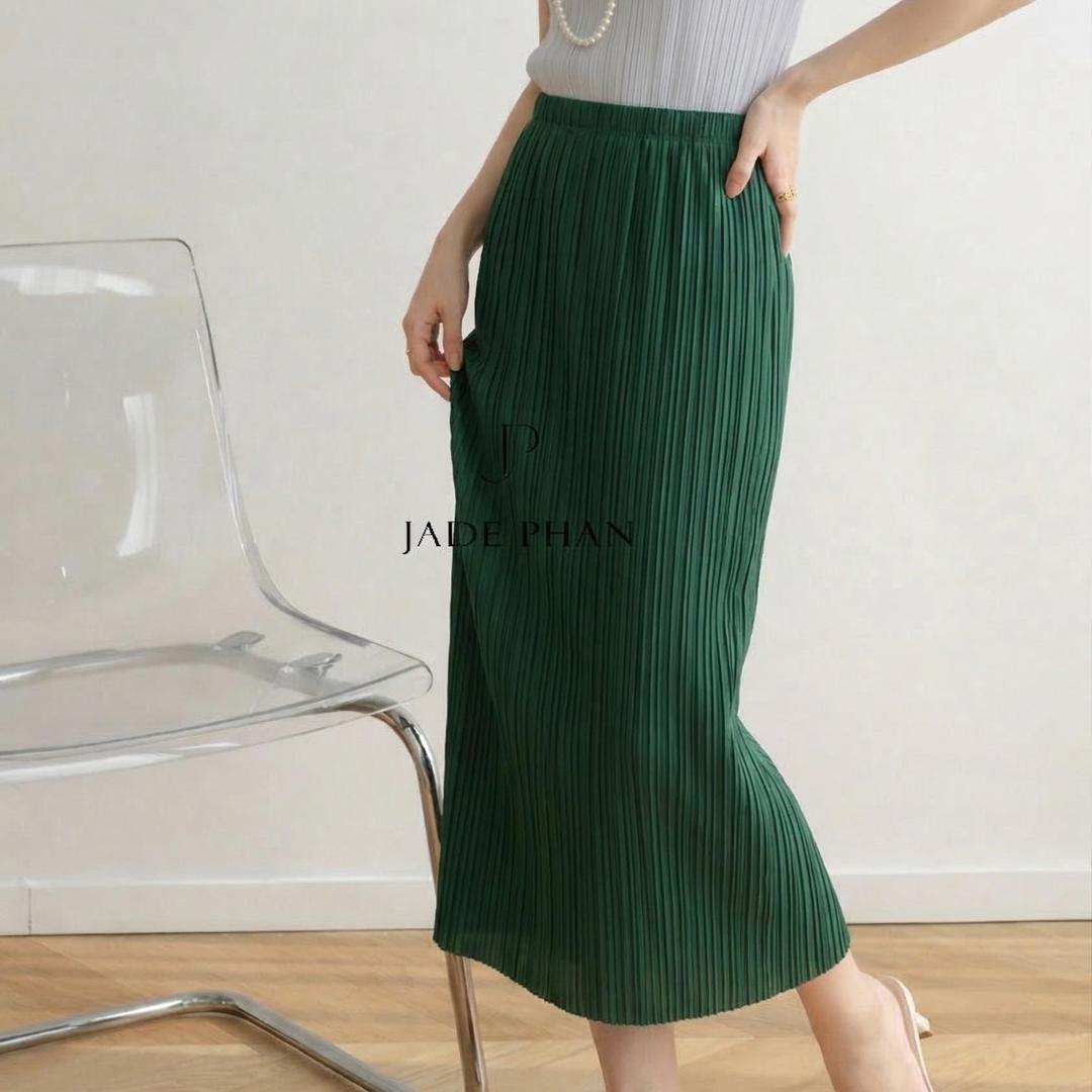 Chân váy Holly XẺ SAU xếp ly, dáng ngắn và dài, chân váy midi nữ dập ly cao cấp không nhăn nhiều màu 76cm 86cm — ảnh 25