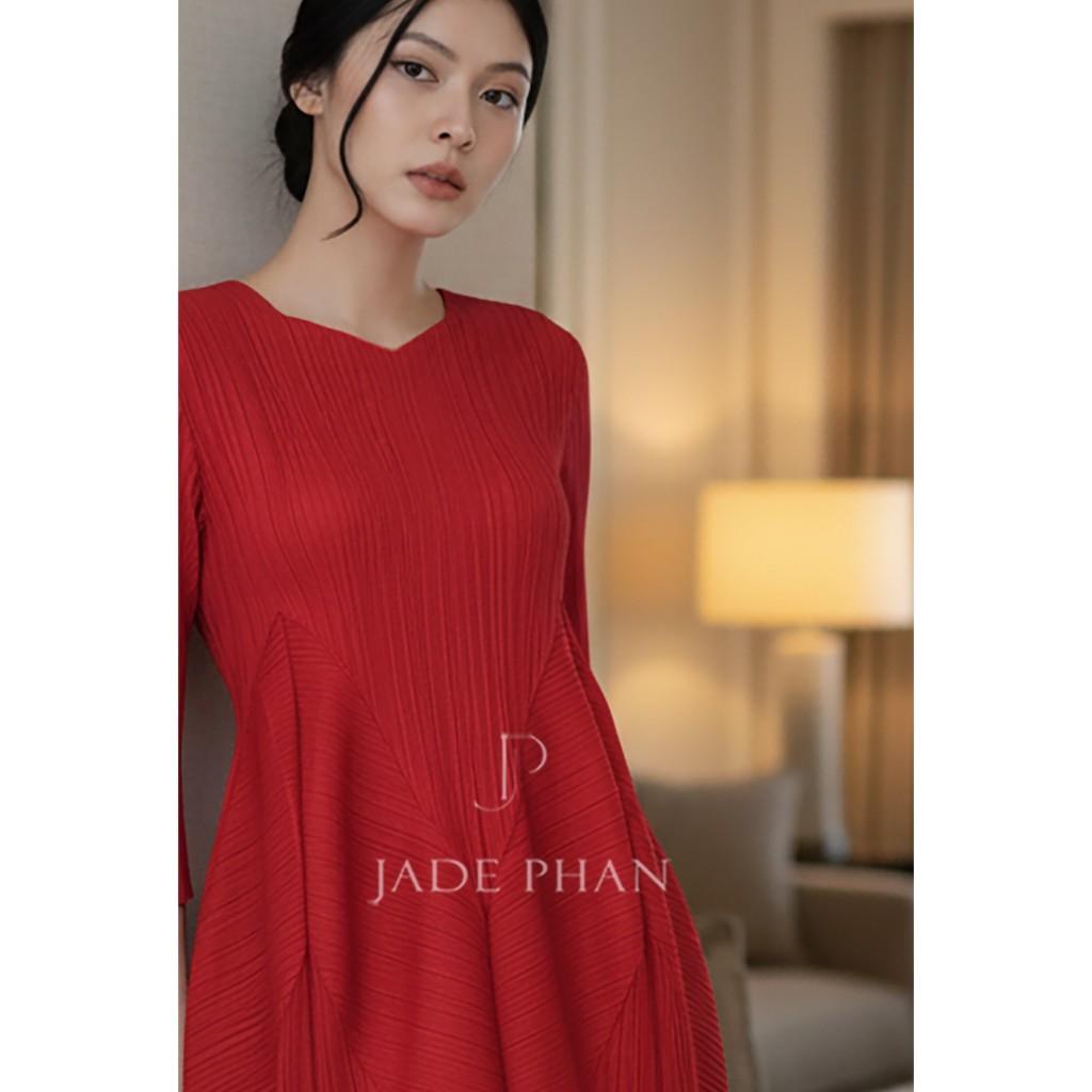 Váy Rose dập ly cao cấp JADEPHAN xếp ly lò xo thanh lịch — ảnh 6