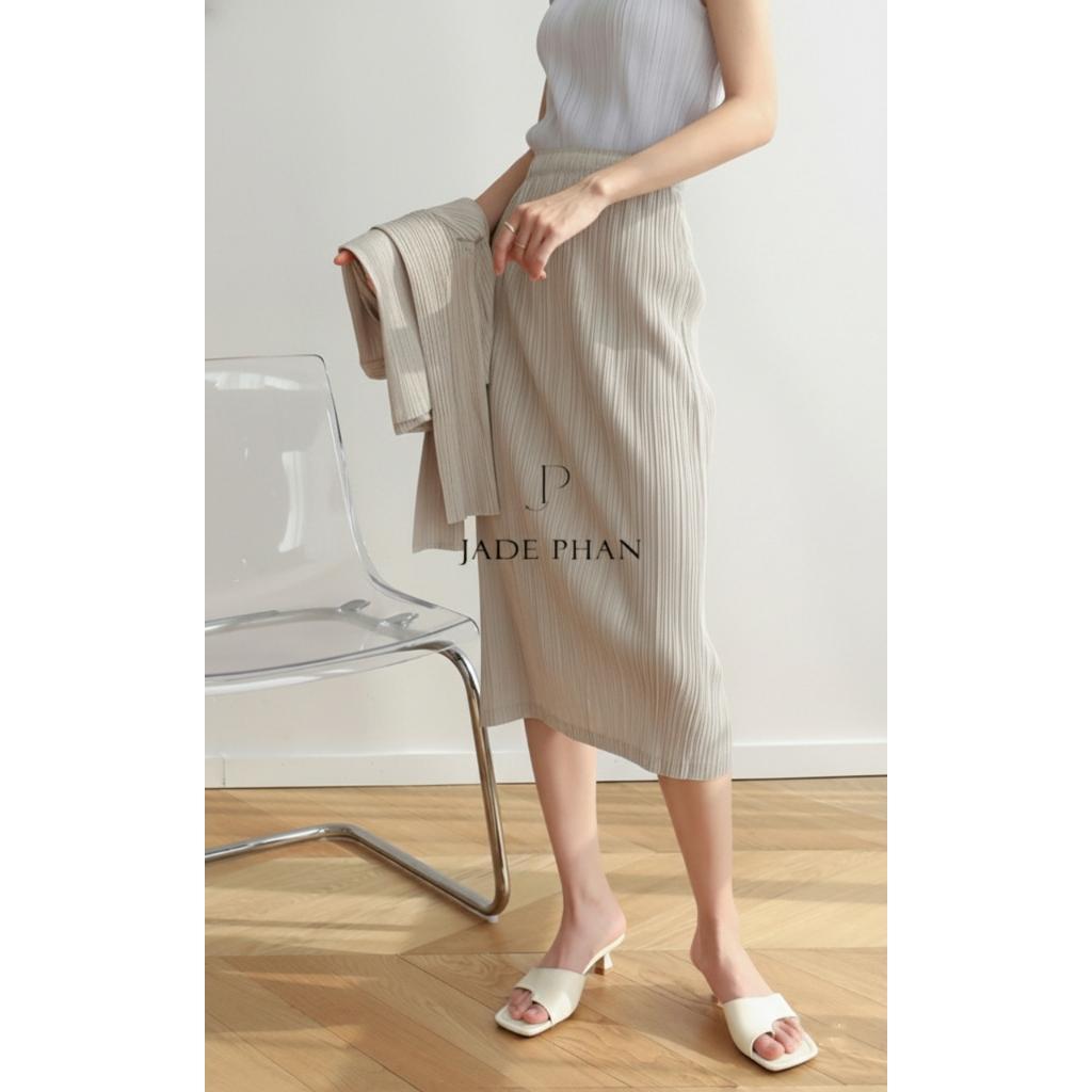Chân váy Holly XẺ SAU xếp ly, chân váy midi nữ dập ly cao cấp không nhăn nhiều màu 76cm 86cm — ảnh 28