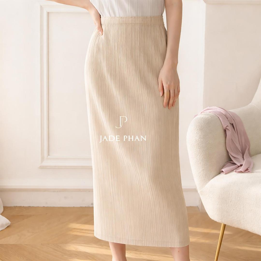 Chân váy Holly XẺ SAU xếp ly, dáng ngắn và dài, chân váy midi nữ dập ly cao cấp không nhăn nhiều màu 76cm 86cm — ảnh 14