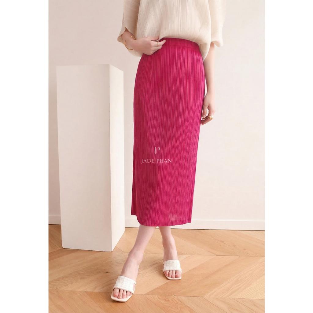 Chân váy Holly XẺ SAU xếp ly, chân váy midi nữ dập ly cao cấp không nhăn nhiều màu 76cm 86cm — ảnh 27