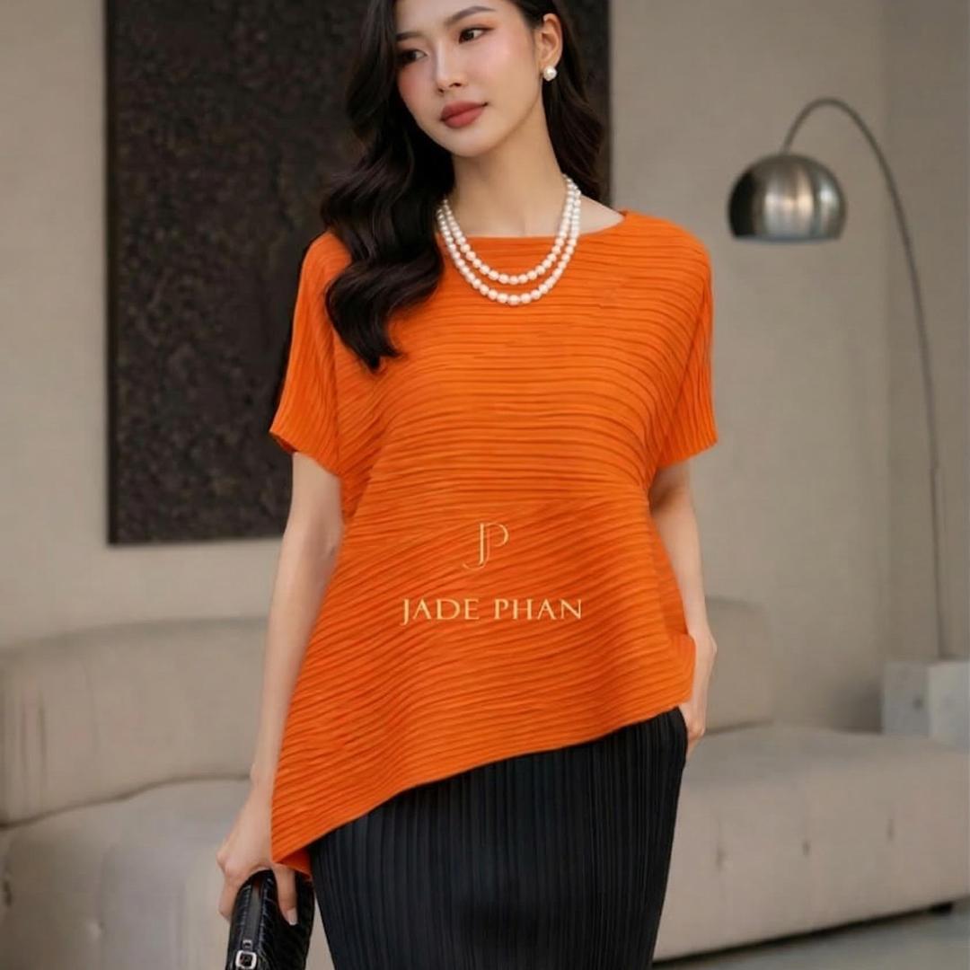 Set gồm áo và chân váymix màu, áo xếp ly tà chéo và chân váy ống suông xẻ cạnh bắp chân dập ly cao cấp nhiều màu Katle Audora — ảnh 13