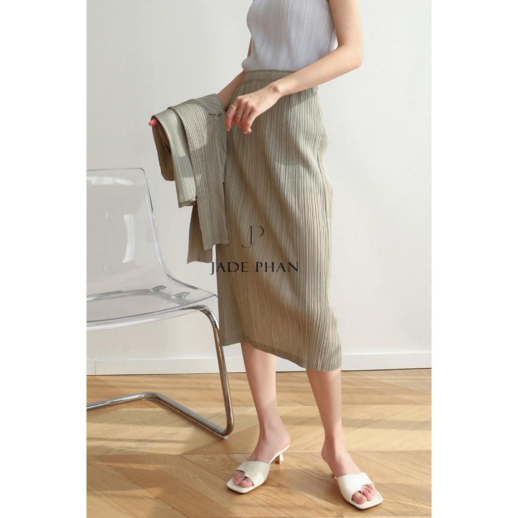 Chân váy Holly XẺ SAU xếp ly, chân váy midi nữ dập ly cao cấp không nhăn nhiều màu 76cm 86cm — ảnh 41