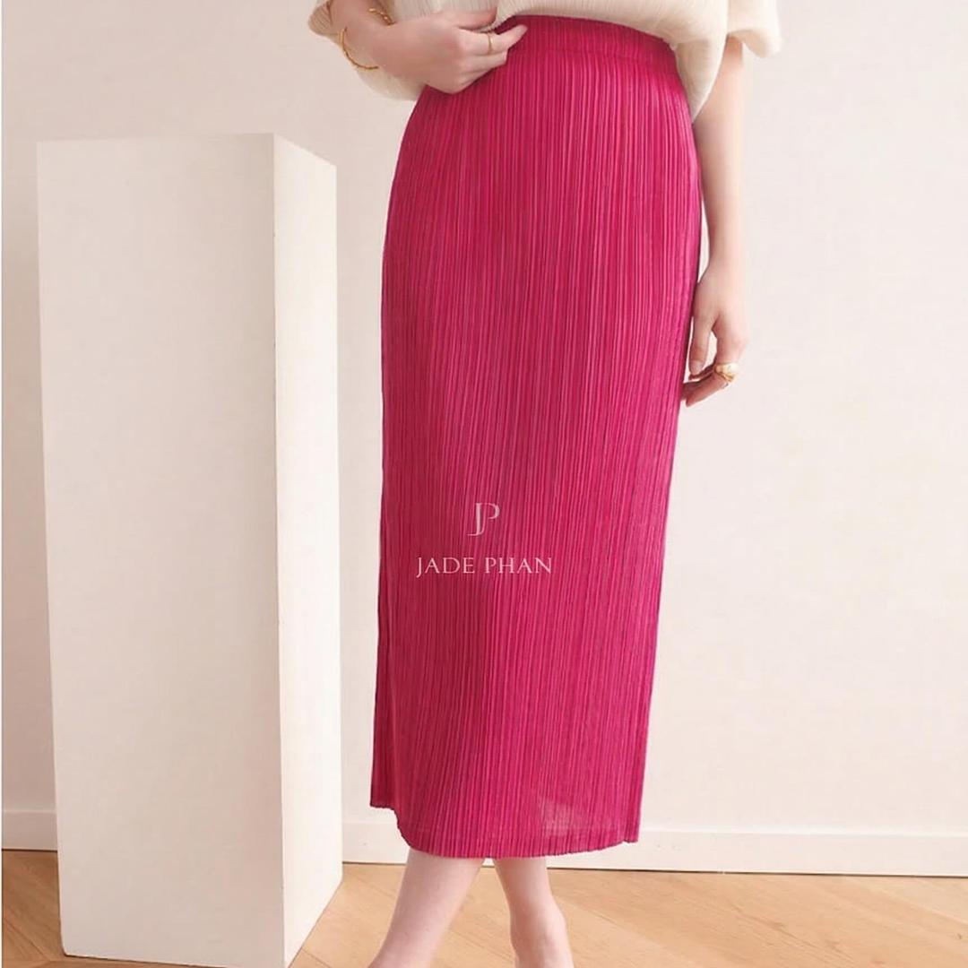 Chân váy Holly XẺ SAU xếp ly, dáng ngắn và dài, chân váy midi nữ dập ly cao cấp không nhăn nhiều màu 76cm 86cm — ảnh 9