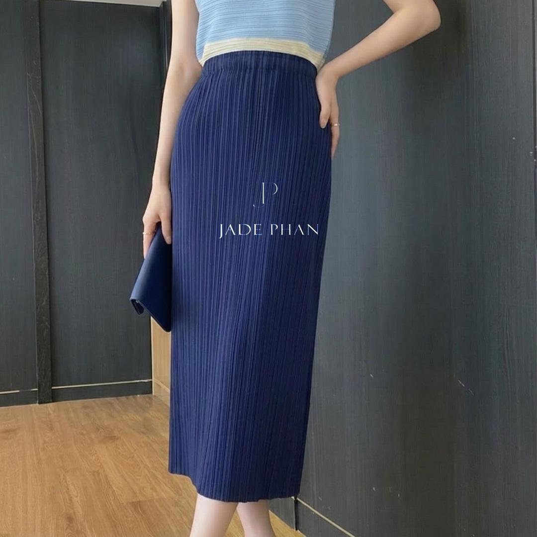 Chân váy Holly XẺ SAU xếp ly, dáng ngắn và dài, chân váy midi nữ dập ly cao cấp không nhăn nhiều màu 76cm 86cm — ảnh 18