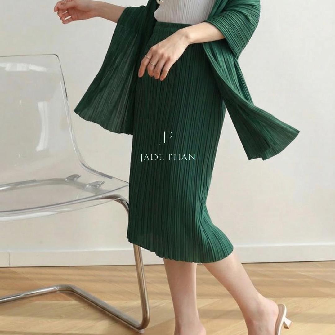 Chân váy Holly XẺ SAU xếp ly, dáng ngắn và dài, chân váy midi nữ dập ly cao cấp không nhăn nhiều màu 76cm 86cm — ảnh 23