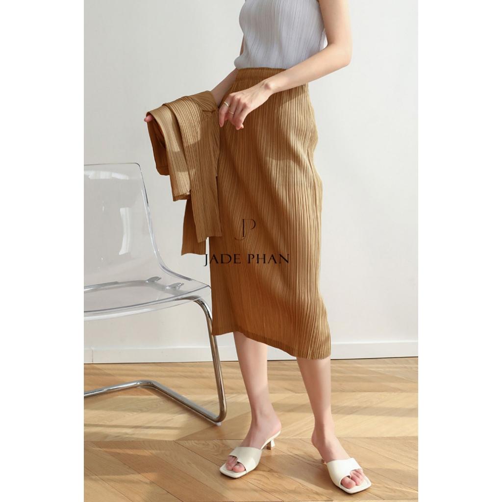 Chân váy Holly XẺ SAU xếp ly, chân váy midi nữ dập ly cao cấp không nhăn nhiều màu 76cm 86cm — ảnh 44