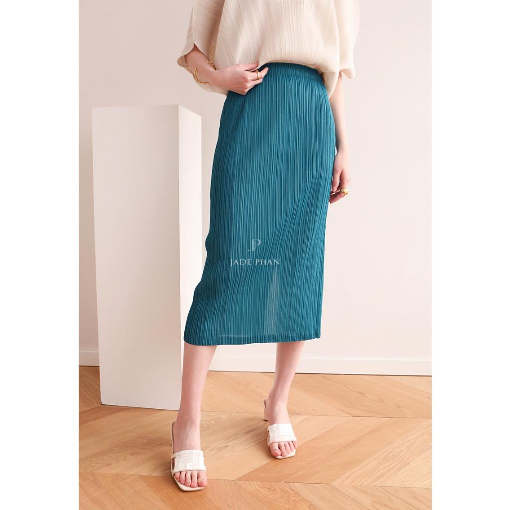 Chân váy Holly XẺ SAU xếp ly, chân váy midi nữ dập ly cao cấp không nhăn nhiều màu 76cm 86cm — ảnh 16