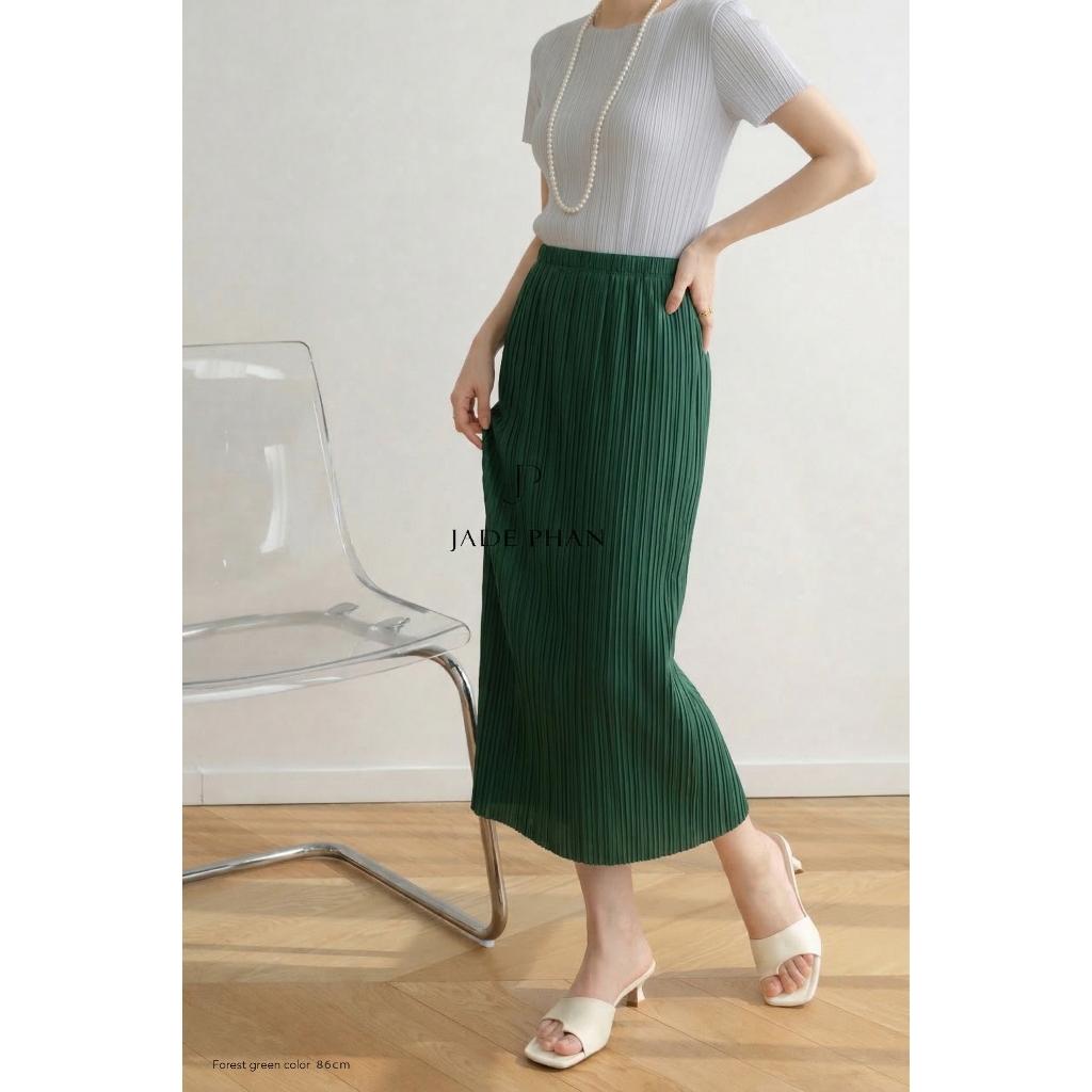 Chân váy Holly XẺ SAU xếp ly, chân váy midi nữ dập ly cao cấp không nhăn nhiều màu 76cm 86cm — ảnh 42
