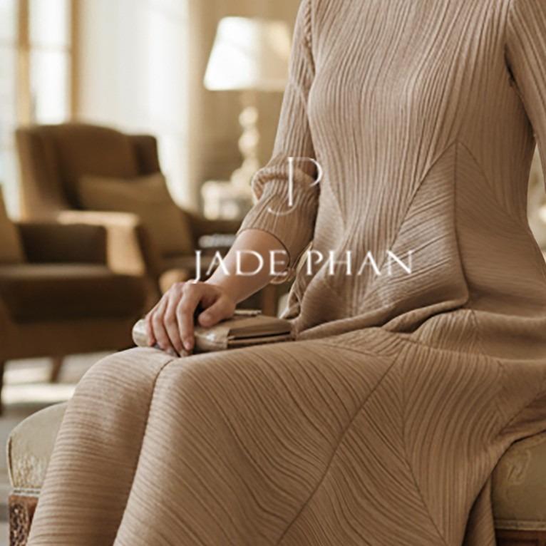 Váy Rose dập ly cao cấp JADEPHAN xếp ly lò xo thanh lịch — ảnh 26