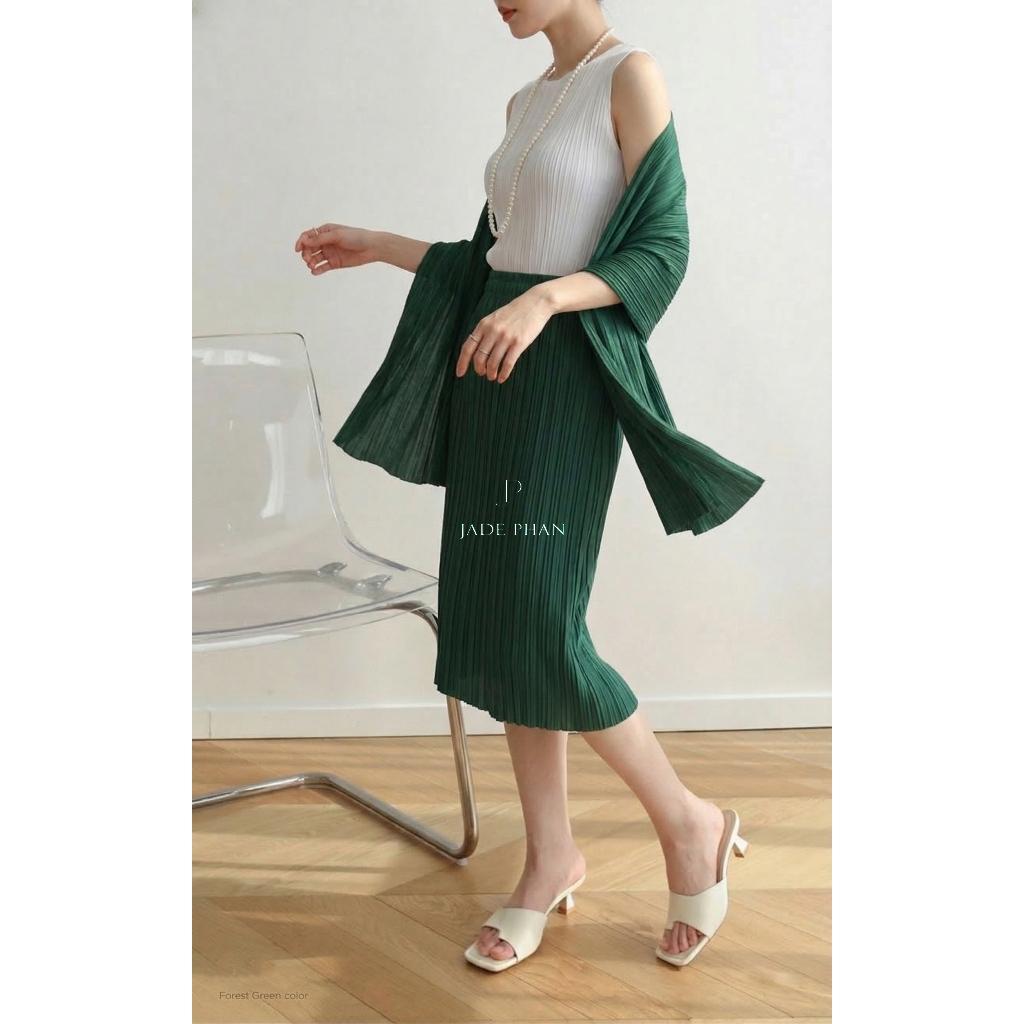 Chân váy Holly XẺ SAU xếp ly, chân váy midi nữ dập ly cao cấp không nhăn nhiều màu 76cm 86cm — ảnh 43