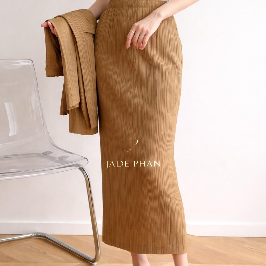 Chân váy Holly XẺ SAU xếp ly, dáng ngắn và dài, chân váy midi nữ dập ly cao cấp không nhăn nhiều màu 76cm 86cm — ảnh 35