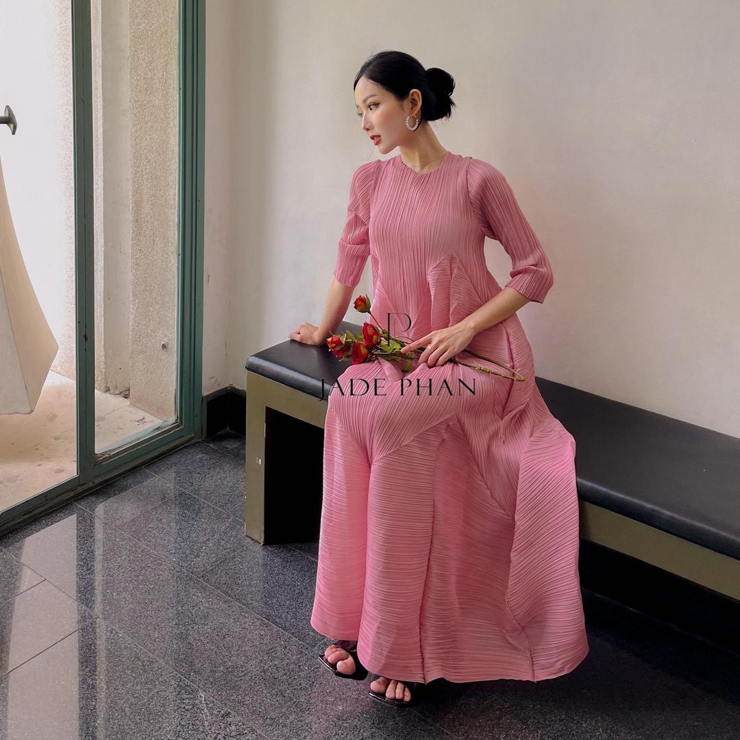 Váy Doris dập ly cao cấp JADEPHAN xếp ly lò xo nhiều màu — ảnh 17