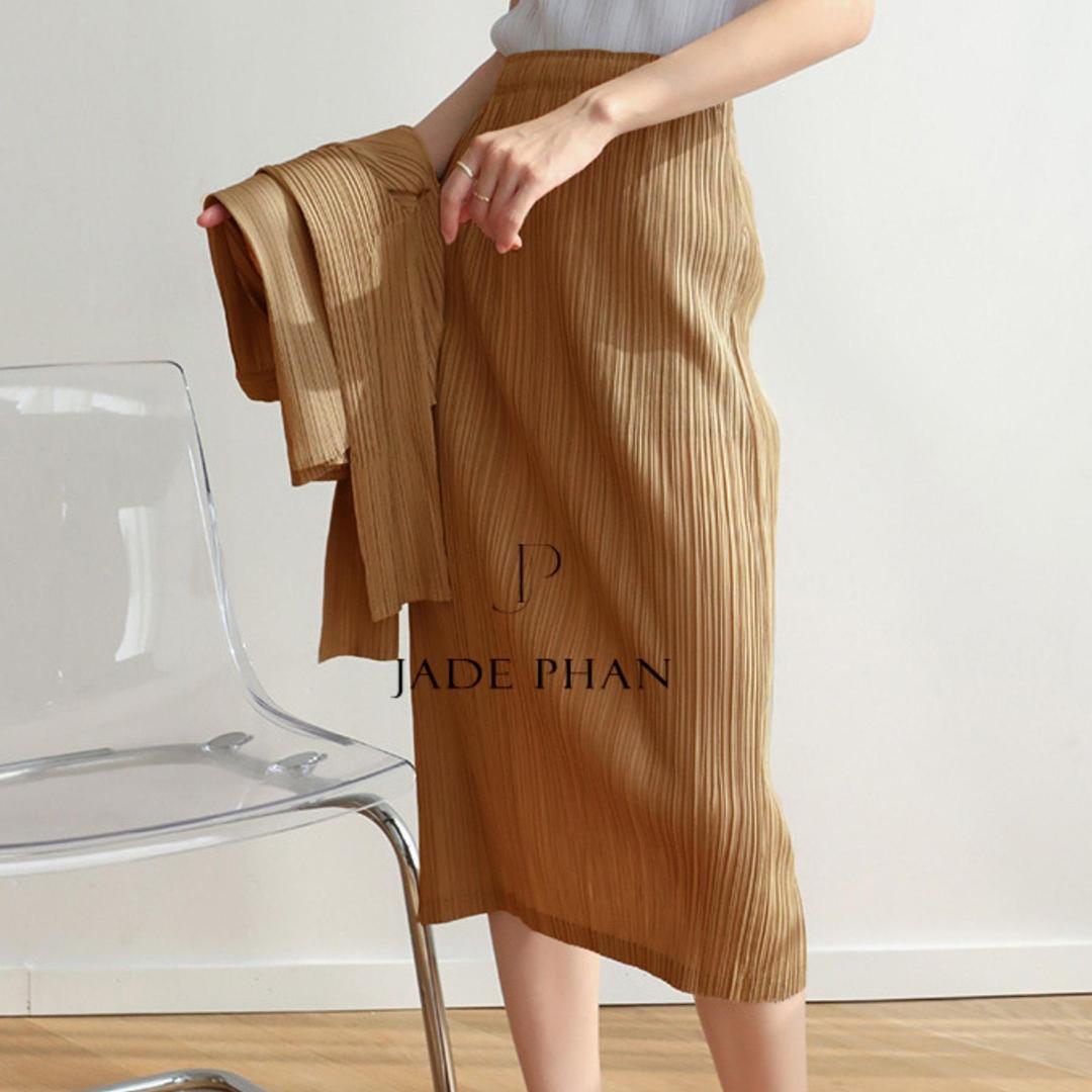 Chân váy Holly XẺ SAU xếp ly, dáng ngắn và dài, chân váy midi nữ dập ly cao cấp không nhăn nhiều màu 76cm 86cm — ảnh 36