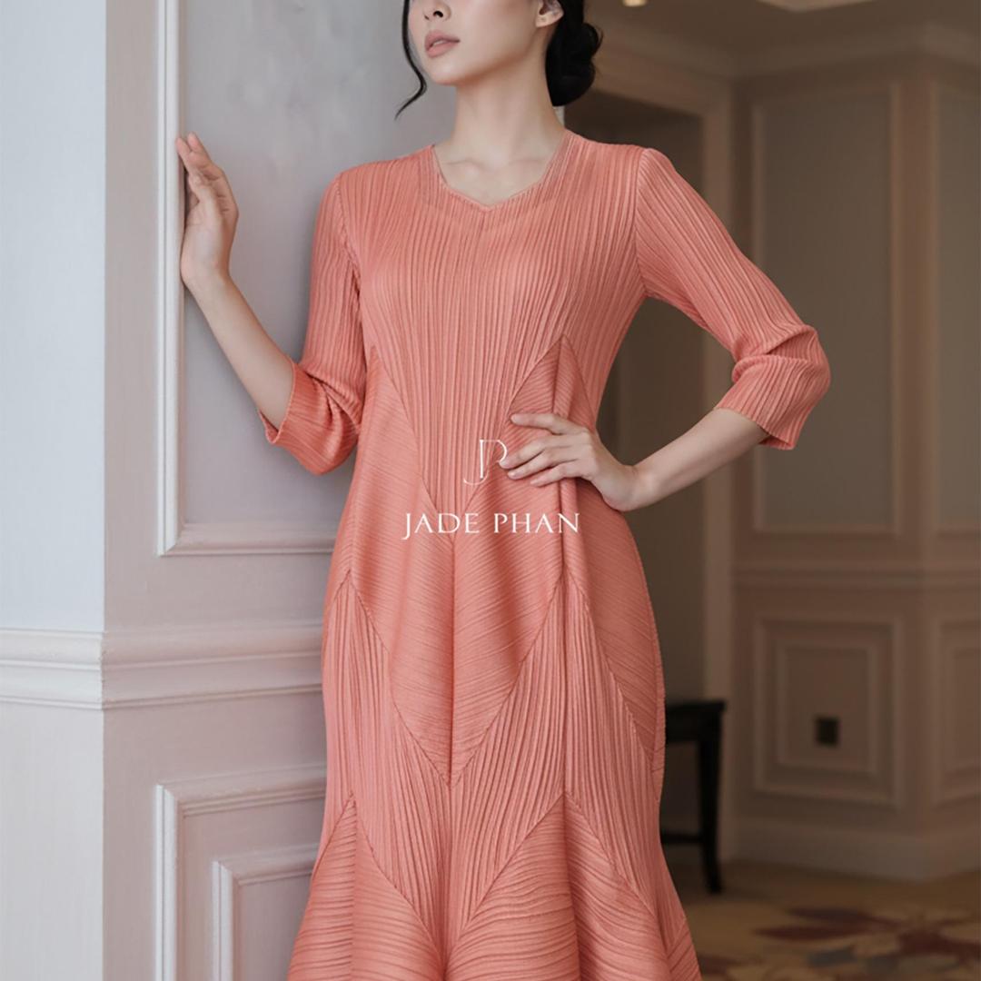 Váy Doris dập ly cao cấp JADEPHAN xếp ly lò xo nhiều màu — ảnh 3