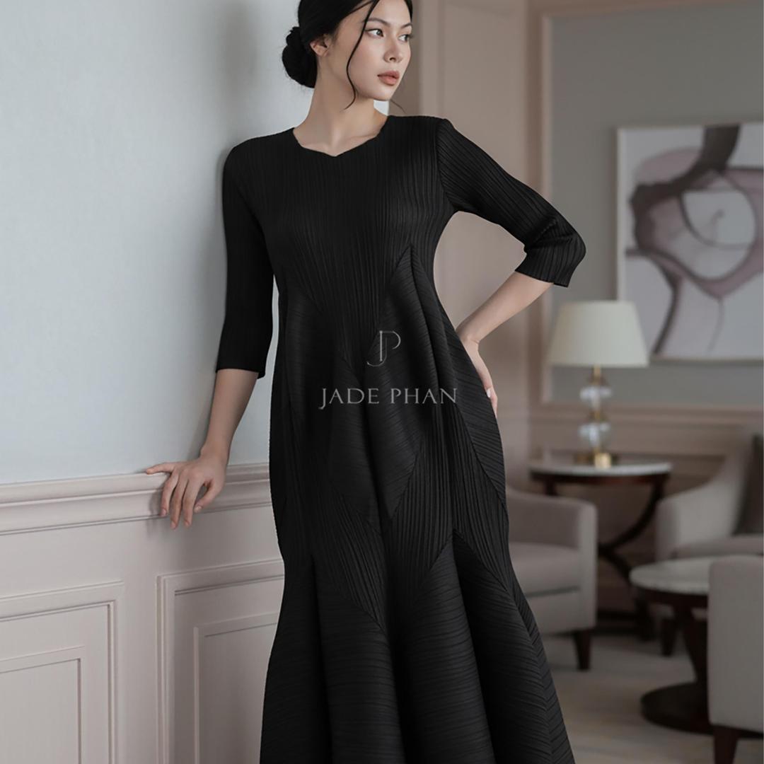 Váy Doris dập ly cao cấp JADEPHAN xếp ly lò xo nhiều màu — ảnh 6