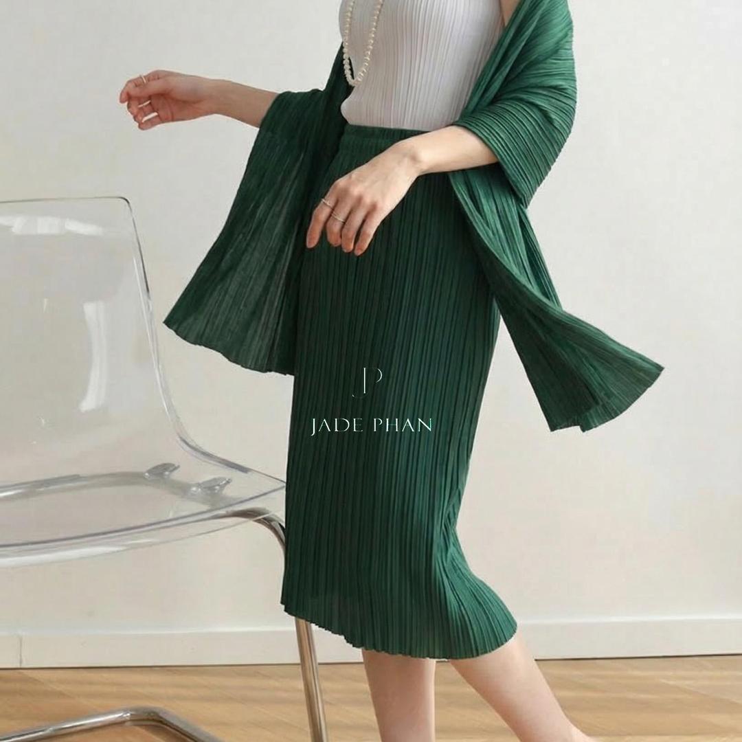 Chân váy Holly XẺ SAU xếp ly, dáng ngắn và dài, chân váy midi nữ dập ly cao cấp không nhăn nhiều màu 76cm 86cm — ảnh 24