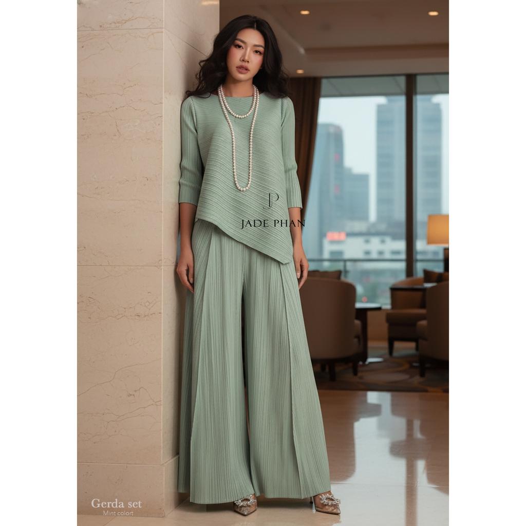 Set quần áo Gerda dập ly cao cấp JADEPHAN freesize thanh lịch — ảnh 7