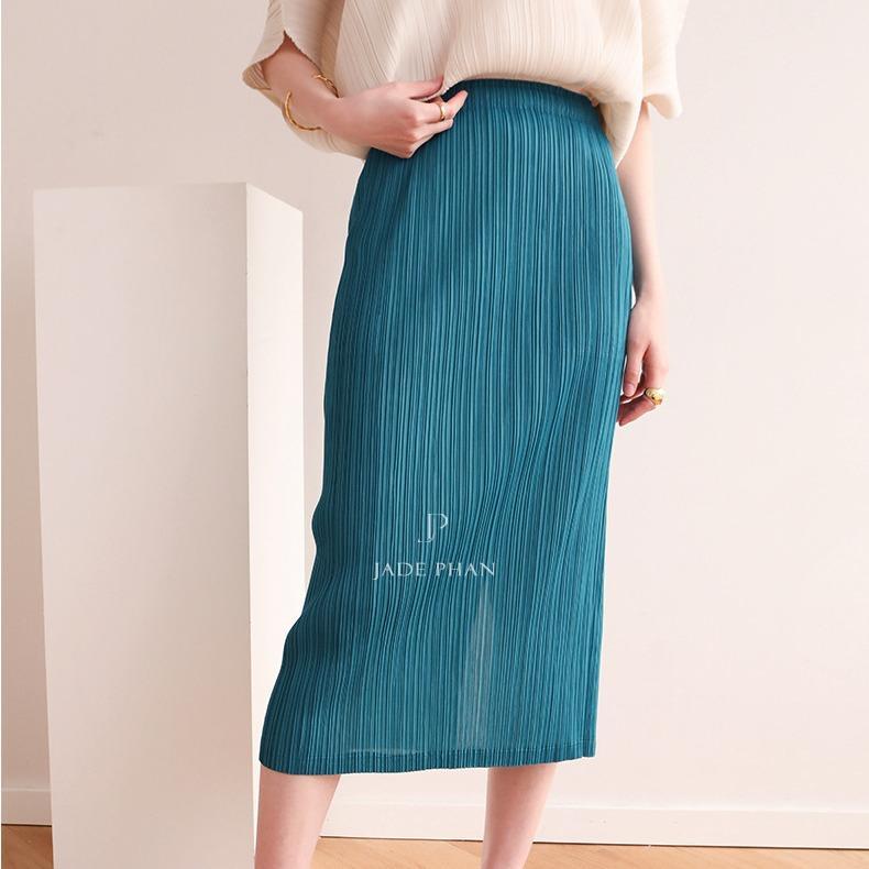 Chân váy Holly XẺ SAU xếp ly, dáng ngắn và dài, chân váy midi nữ dập ly cao cấp không nhăn nhiều màu 76cm 86cm — ảnh 54